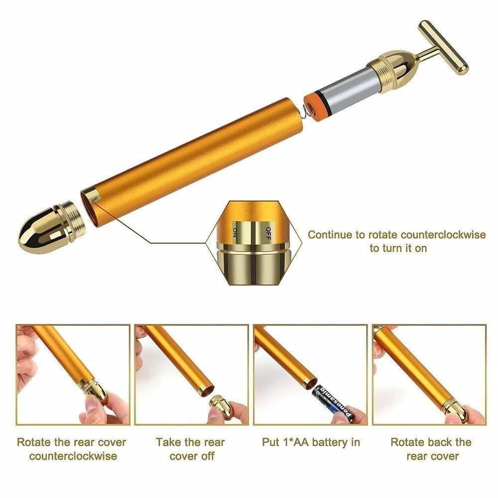 🌟 24K Gold Face Electric Massager – Glow Like Never Before!
